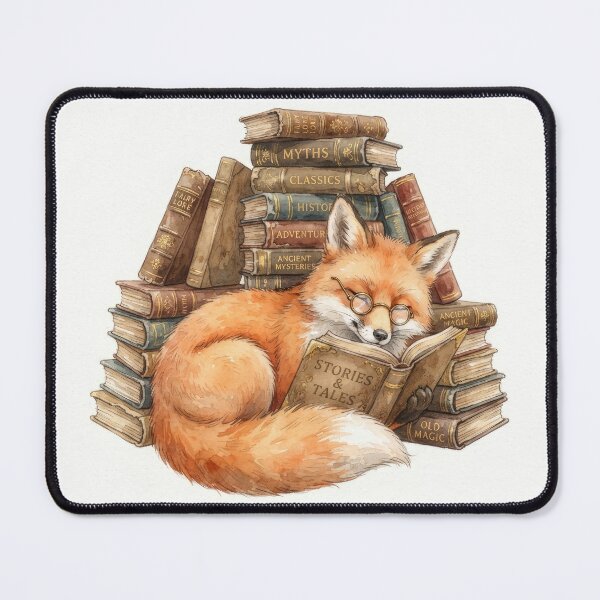 Item preview, Cozy Sleeping Fox Reading Books Watercolor Art designed and sold by Rahat3344.
