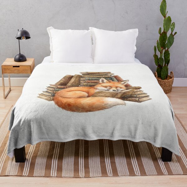 Item preview, Cozy Sleeping Fox Reading Books Watercolor Art designed and sold by Rahat3344.