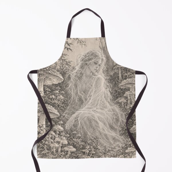 Item preview, Forest Fairy Mushroom Pencil Sketch Cottagecore Ethereal Art designed and sold by HeartofDesigns.