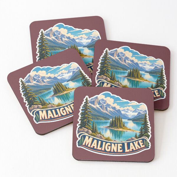 Item preview, Maligne Lake Jasper National Park Vintage Travel Print designed and sold by PinUpPizzazz.