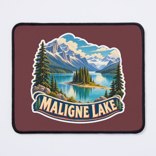 Item preview, Maligne Lake Jasper National Park Vintage Travel Print designed and sold by PinUpPizzazz.