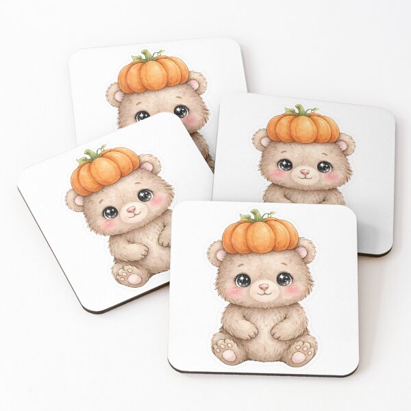 Item preview, Cute Pumpkin Hat Bear - Kawaii Fall Halloween Watercolor designed and sold by 2Sec.