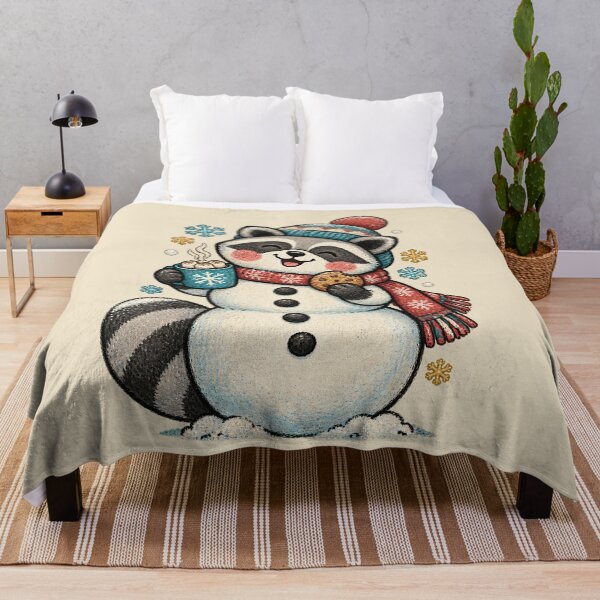 Item preview, Cute Raccoon Snowman Winter Design – Cozy Christmas Holiday Animal Art designed and sold by xghambo.