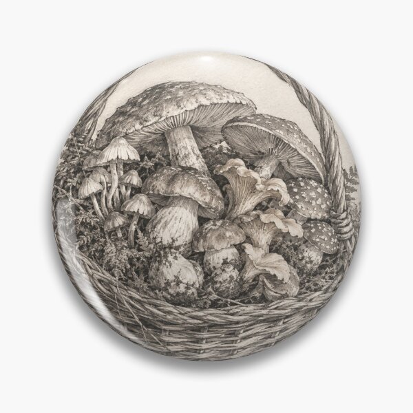 Item preview, Boceto de cesta de setas vintage, arte cottagecore del bosque designed and sold by HeartofDesigns.
