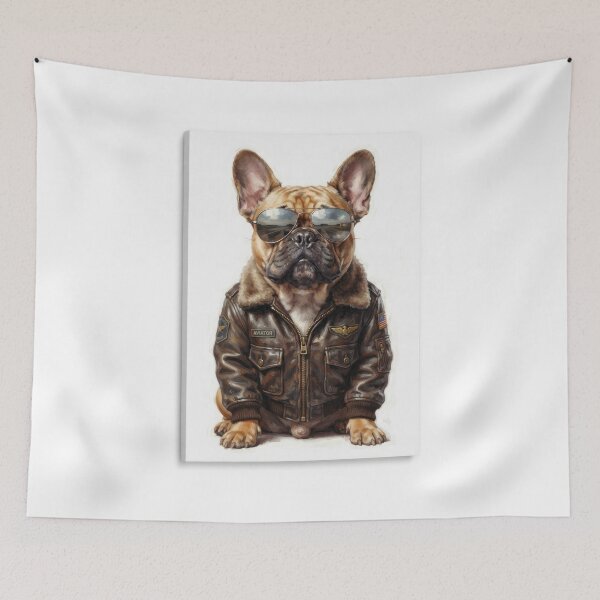 Item preview, Cool French Bulldog Aviator Pilot Canvas Art designed and sold by Rahat3344.
