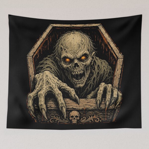 Item preview, Zombie Rising from the Coffin – Dark Halloween Horror Art designed and sold by Stinky Lincy's Apparel Company.