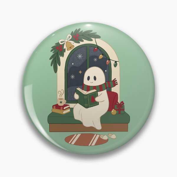 Item preview, Cozy Christmas Ghost Reading Beside a Snowy Window designed and sold by FreshVibe Prints.