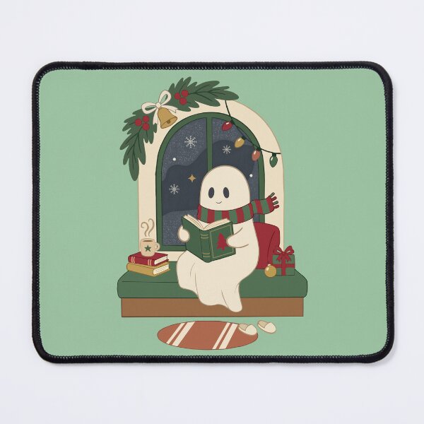 Item preview, Cozy Christmas Ghost Reading Beside a Snowy Window designed and sold by FreshVibe Prints.