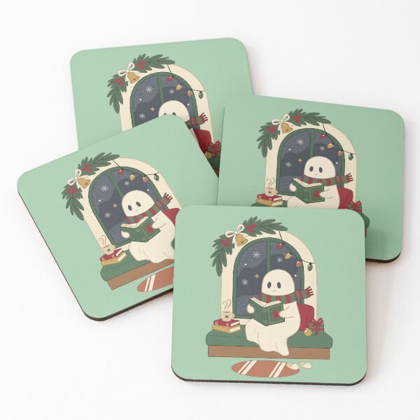 Item preview, Cozy Christmas Ghost Reading Beside a Snowy Window designed and sold by FreshVibe Prints.