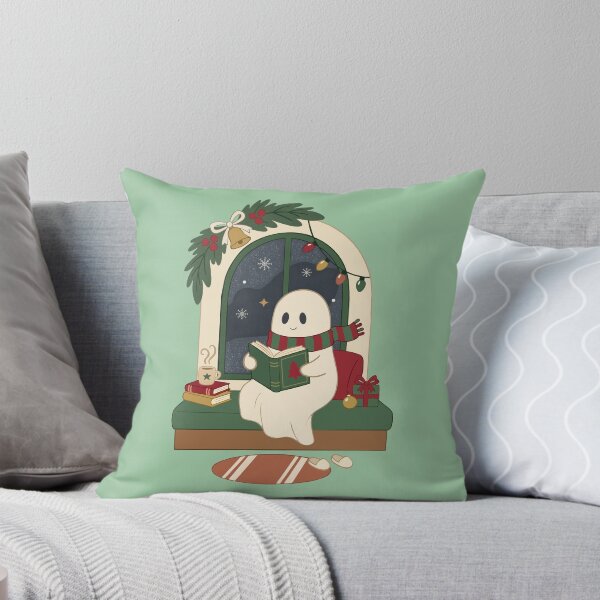 Item preview, Cozy Christmas Ghost Reading Beside a Snowy Window designed and sold by FreshVibe Prints.