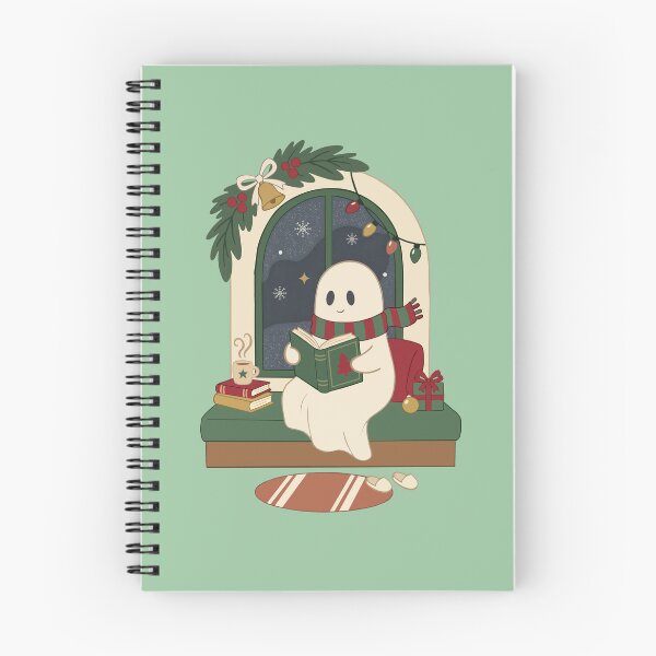 Item preview, Cozy Christmas Ghost Reading Beside a Snowy Window designed and sold by FreshVibe Prints.