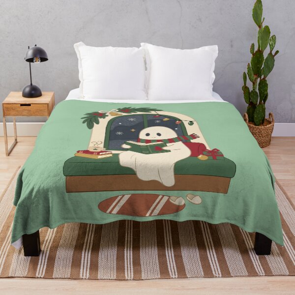 Item preview, Cozy Christmas Ghost Reading Beside a Snowy Window designed and sold by FreshVibe Prints.