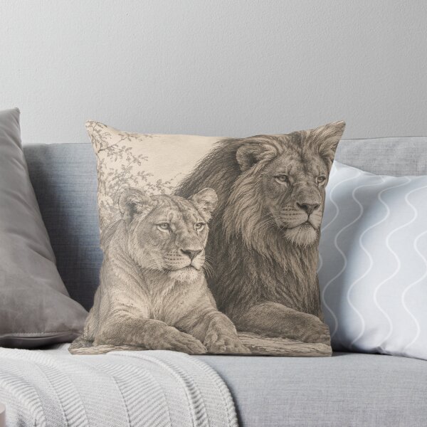 Item preview,  Majestic Lion and Lioness Vintage Wildlife Art designed and sold by HeartofDesigns.