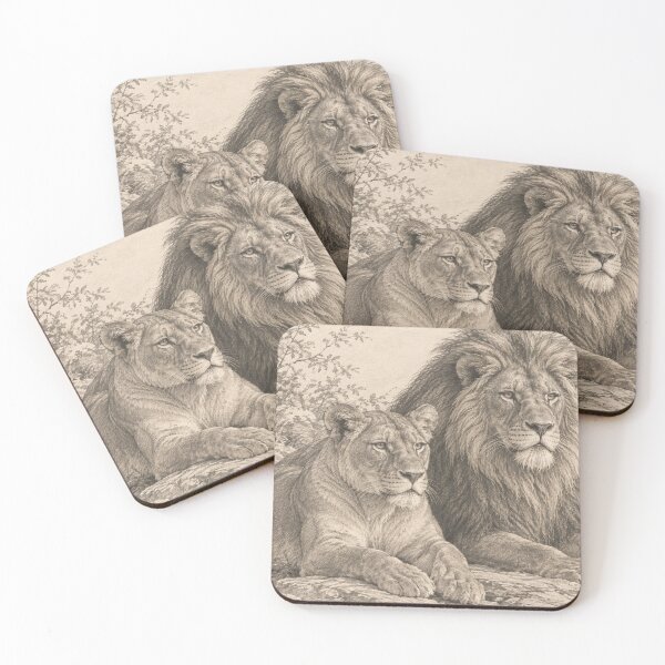 Item preview,  Majestic Lion and Lioness Vintage Wildlife Art designed and sold by HeartofDesigns.