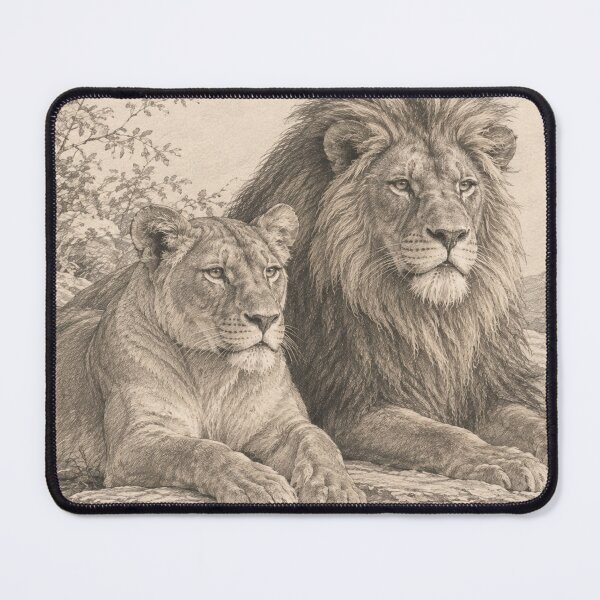 Item preview, Majestic Lion and Lioness Vintage Wildlife Art designed and sold by HeartofDesigns.