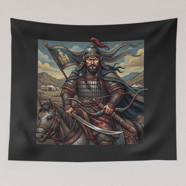 Item preview, Genghis Khan Warrior On Horseback Illustration    designed and sold by Owcomm.