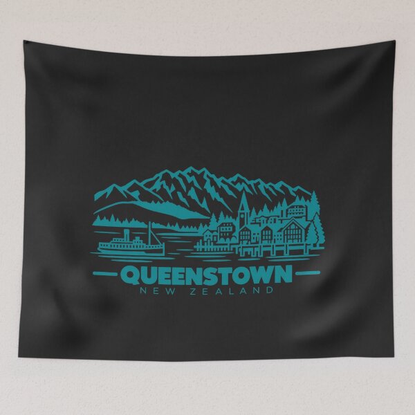 Item preview, Queenstown New Zealand Line Art Travel Poster designed and sold by CMYKStudio.
