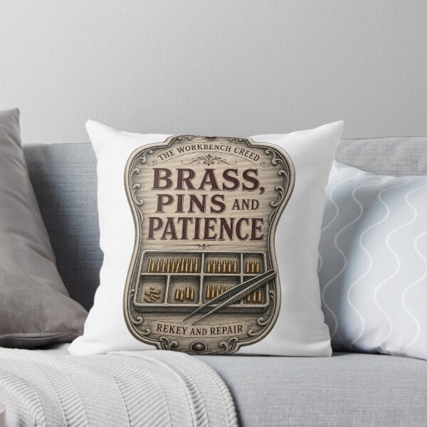 Item preview, Brass Pins and Patience Enclosing Workbench Emblem designed and sold by BoosterShop.