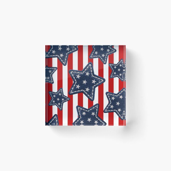 Item preview, Patriotic American Flag US USA United States of America Denim Stars: 4th of July Red and White Stripes Pattern designed and sold by Kat Designs Store.