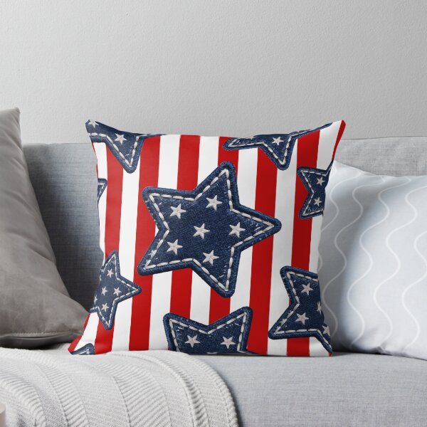 Item preview, Patriotic American Flag US USA United States of America Denim Stars: 4th of July Red and White Stripes Pattern designed and sold by Kat Designs Store.