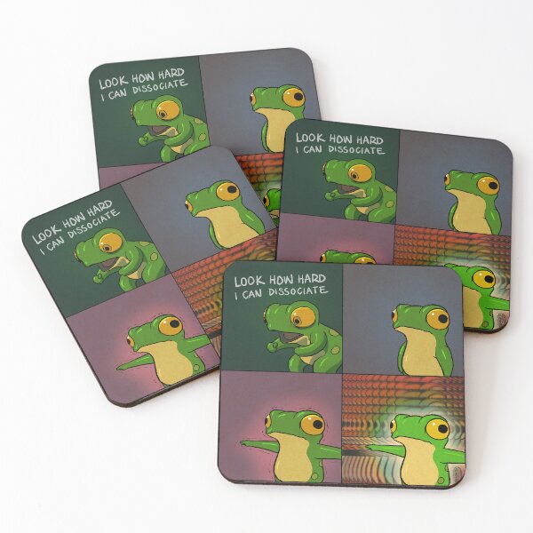 Item preview, Frog Dissociating Dissociation Funny Comic Meme Relatable Animal Asian Art Illustration designed and sold by DingHuArt.