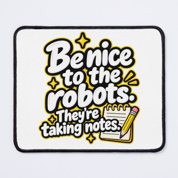 Item preview, Be Nice To The Robots Theyre Taking Notes Funny AI Quote Design designed and sold by Kenzie & Co.