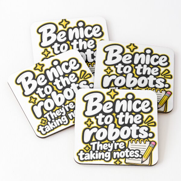 Item preview, Be Nice To The Robots Theyre Taking Notes Funny AI Quote Design designed and sold by Kenzie & Co.