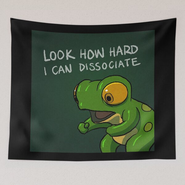 Item preview, Frog Dissociating Dissociation Panel 1 Funny Comic Meme Relatable Animal Asian Art Illustration designed and sold by DingHuArt.