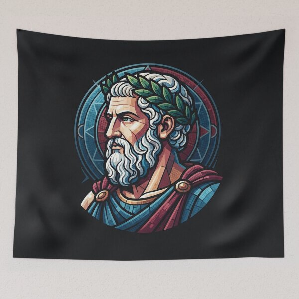 Item preview, Aristotle Greek Philosopher Portrait Mosaic Style designed and sold by Owcomm.