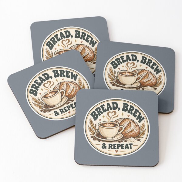 Item preview, Bread Brew Repeat Funny Coffee Sourdough Bakery Sticker designed and sold by KaBaRen.