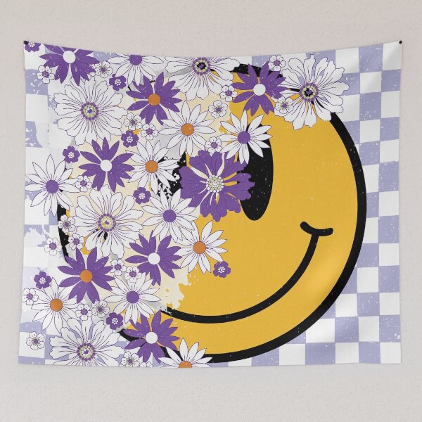Item preview, Good Vibes Smiling Face: 90s Retro Grunge Floral Happy Face designed and sold by Aritxa.