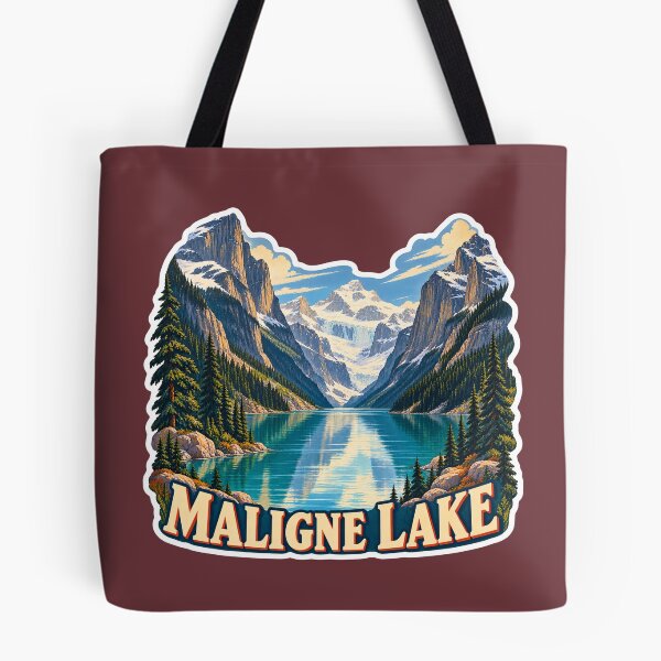 Item preview, Maligne Lake Jasper National Park Vintage Travel Print designed and sold by PinUpPizzazz.