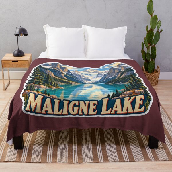 Item preview, Maligne Lake Jasper National Park Vintage Travel Print designed and sold by PinUpPizzazz.