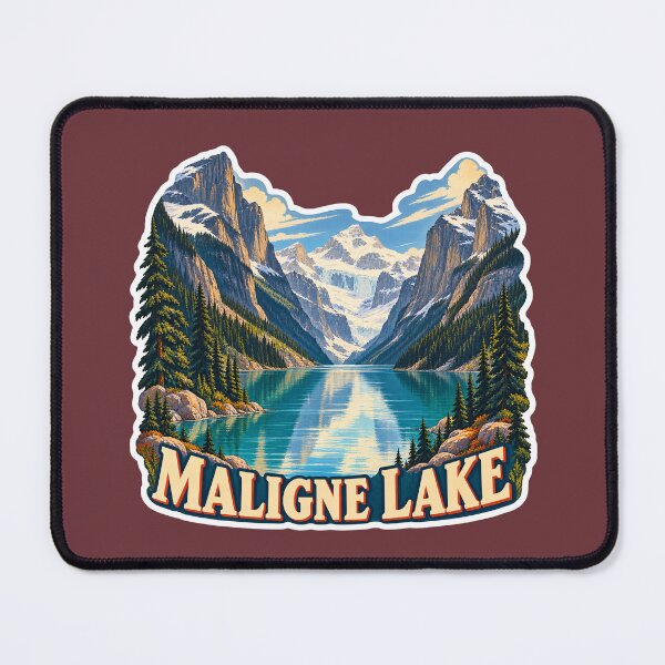 Item preview, Maligne Lake Jasper National Park Vintage Travel Print designed and sold by PinUpPizzazz.