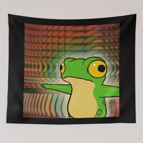 Item preview, Frog Dissociating Dissociation Panel 4 Funny Comic Meme Relatable Animal Asian Art Illustration designed and sold by DingHuArt.