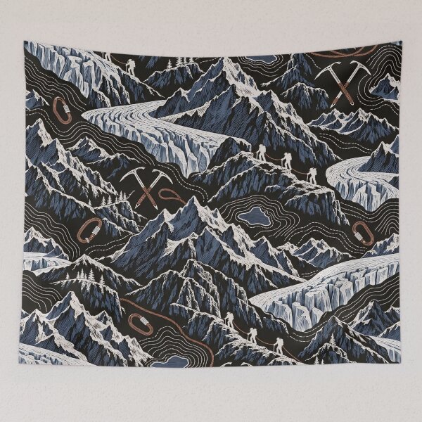 Item preview, Alpine Summit Repeat Peaks Glaciers and Ice Axes | Mountaineering Print designed and sold by StickyGuys.