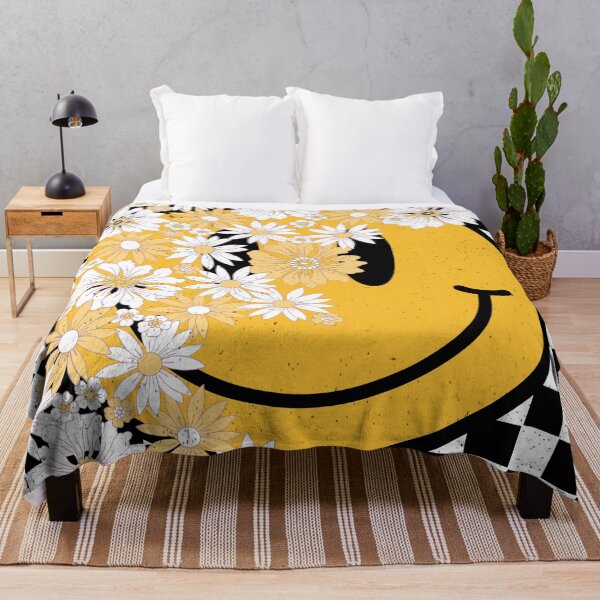 Item preview, Good Vibes Smiling Face: 90s Retro Grunge Floral Happy Face designed and sold by Aritxa.