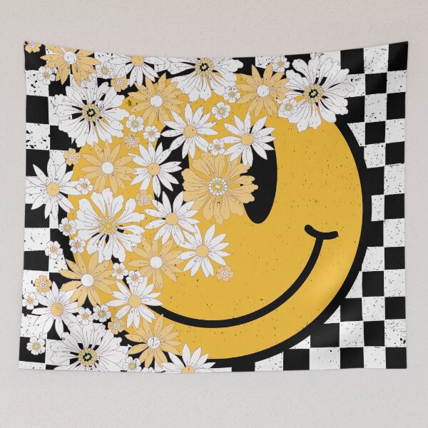 Item preview, Good Vibes Smiling Face: 90s Retro Grunge Floral Happy Face designed and sold by Aritxa.
