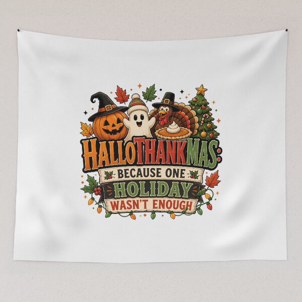 Item preview, Hallothankmas Because One Holiday Wasn't Enough Funny Halloween Thanksgiving Christmas designed and sold by CuteDesignables.