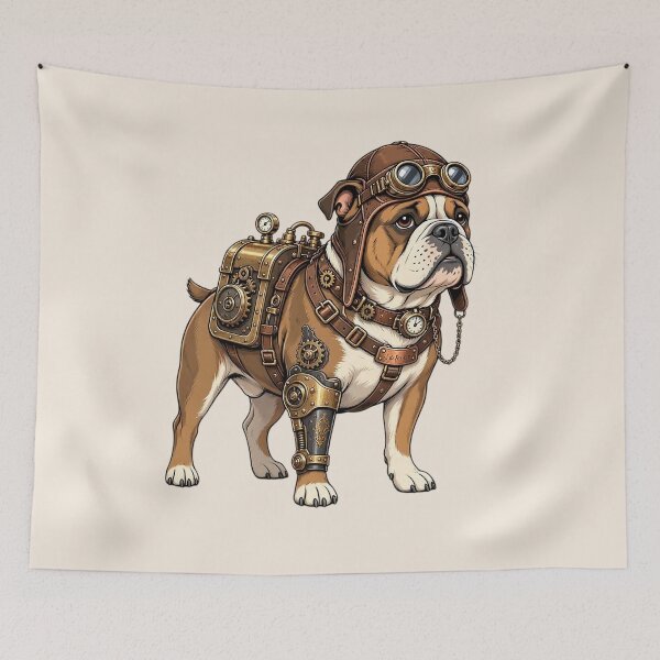 Item preview, Steampunk Dog – Mechanical Dog with Goggles and Gear Backpack designed and sold by SweetLilith.