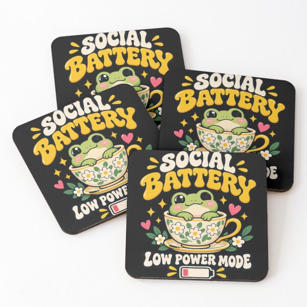 Item preview, Social Battery Low Power Mode – Cute Frog designed and sold by Mellowmint-art.
