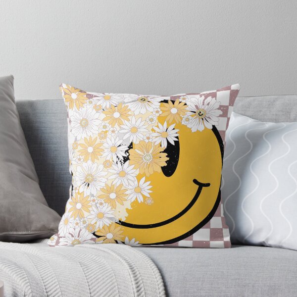 Item preview, Good Vibes Smiling Face: 90s Retro Grunge Floral Happy Face designed and sold by Aritxa.