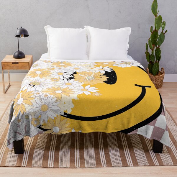 Item preview, Good Vibes Smiling Face: 90s Retro Grunge Floral Happy Face designed and sold by Aritxa.