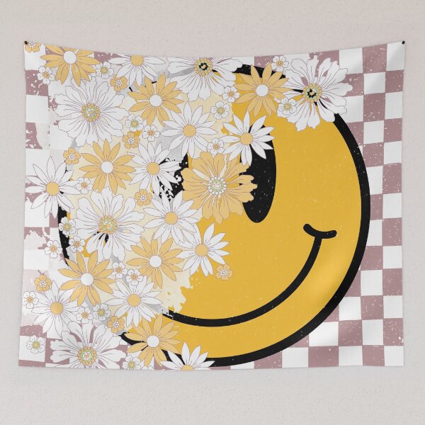 Item preview, Good Vibes Smiling Face: 90s Retro Grunge Floral Happy Face designed and sold by Aritxa.