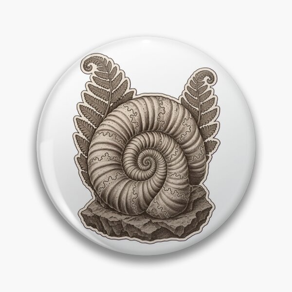 Item preview, Ammonite Specimen Die Cut Fossil Shell and Fern Impression | Geology Natural History Art designed and sold by StickyGuys.