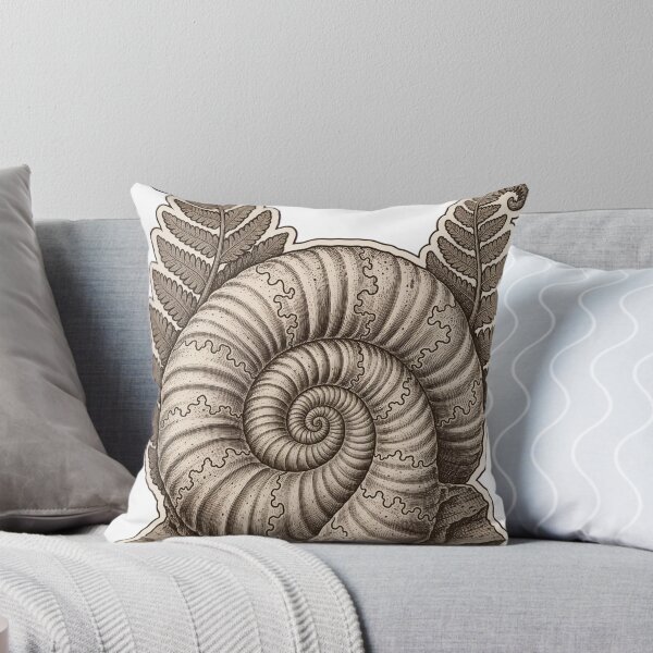 Item preview, Ammonite Specimen Die Cut Fossil Shell and Fern Impression | Geology Natural History Art designed and sold by StickyGuys.