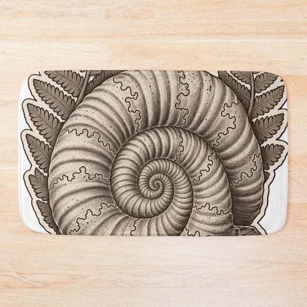 Item preview, Ammonite Specimen Die Cut Fossil Shell and Fern Impression | Geology Natural History Art designed and sold by StickyGuys.