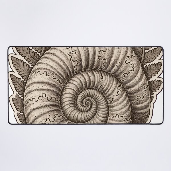 Item preview, Ammonite Specimen Die Cut Fossil Shell and Fern Impression | Geology Natural History Art designed and sold by StickyGuys.