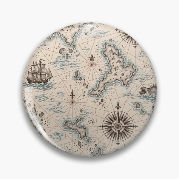 Item preview, Antique Cartography Repeat Compass Roses Rhumb Lines and Sea Monsters | Map Print designed and sold by StickyGuys.