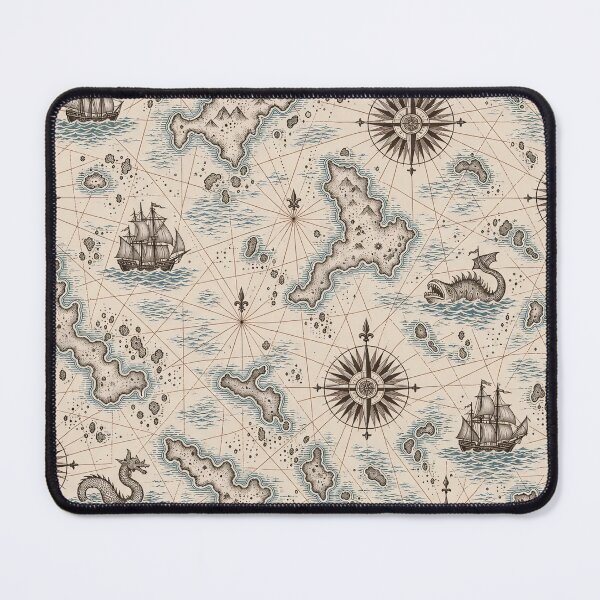 Item preview, Antique Cartography Repeat Compass Roses Rhumb Lines and Sea Monsters | Map Print designed and sold by StickyGuys.